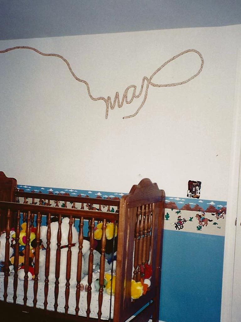 Max’s name is spelled out in painted rope in his cowboy-themed bedroom.