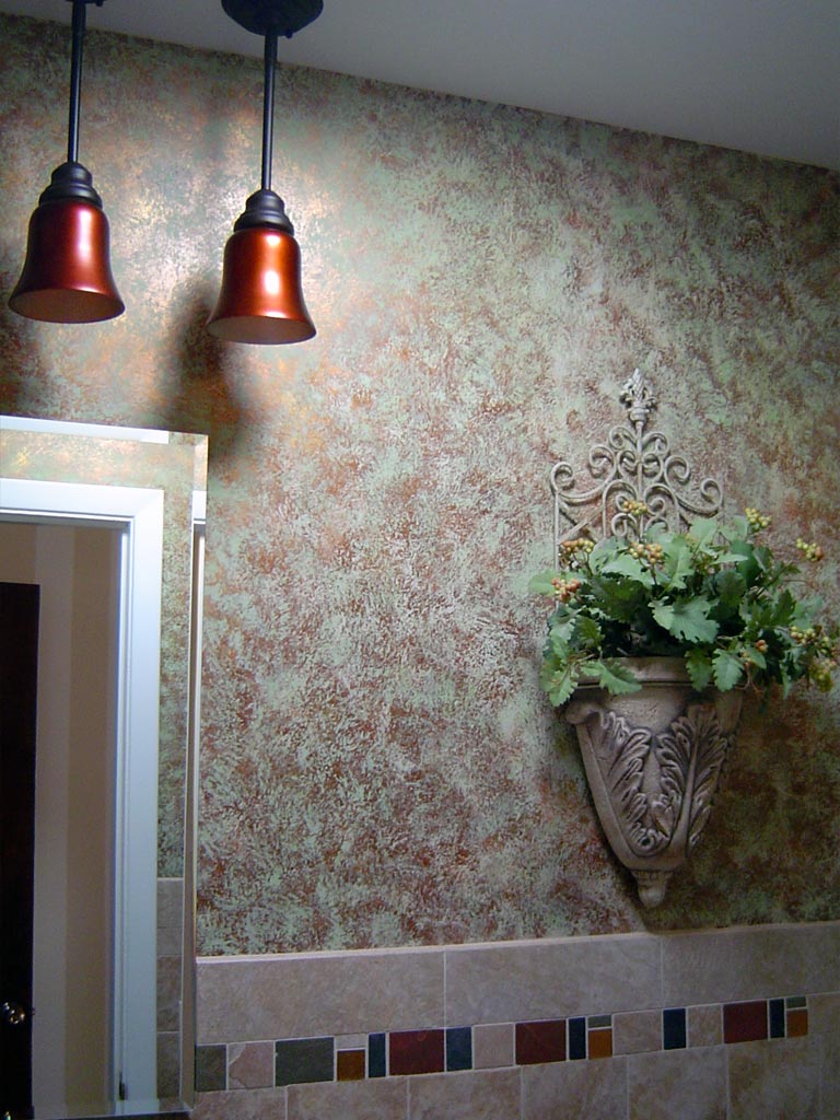 Powder Room painted with bronze verdigris finish.