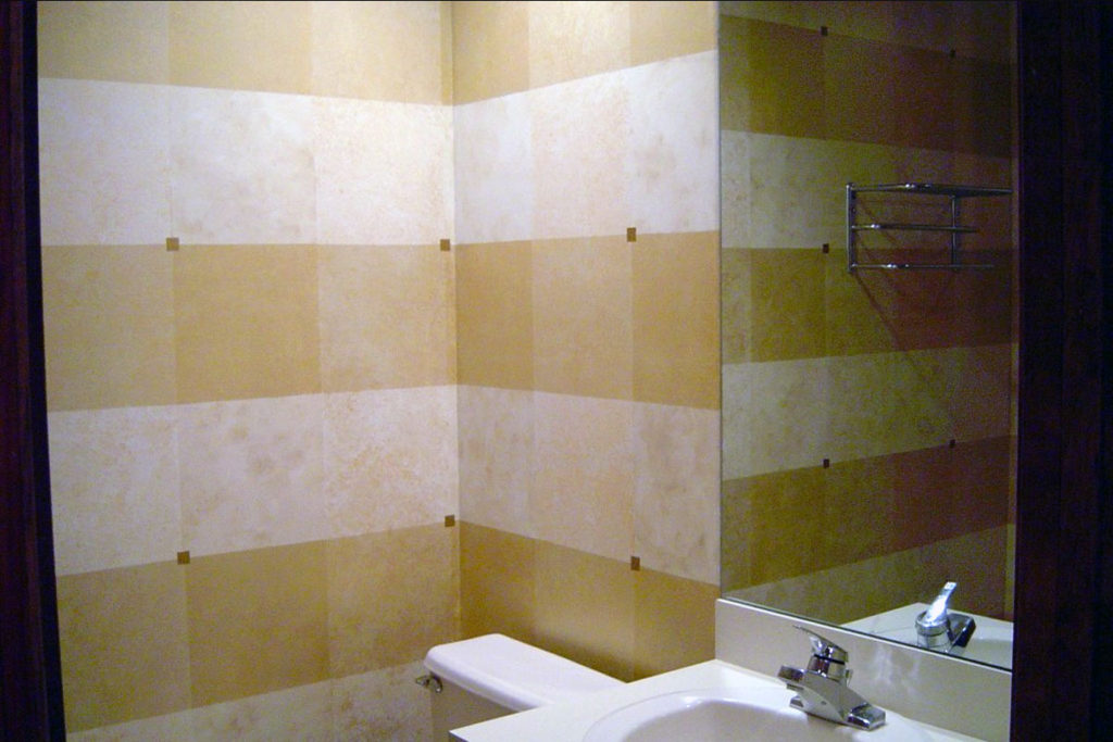 Squares in 4 different shades of gold, with a metallic gold glaze overall, and gold-leaf accents.