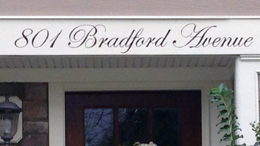 Hand-painted address in custom-selected font, size and color.