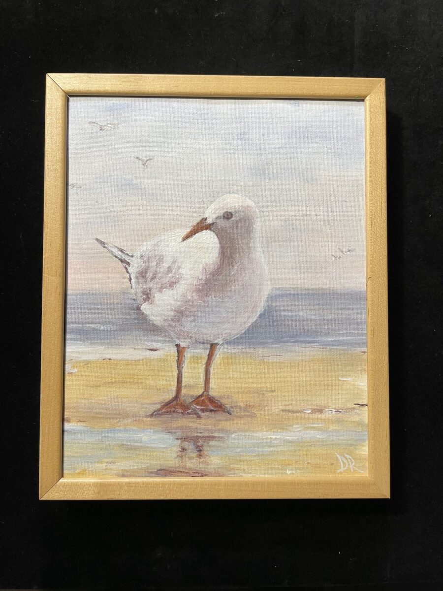Seagull painting, acrylic on 8"x10" canvas